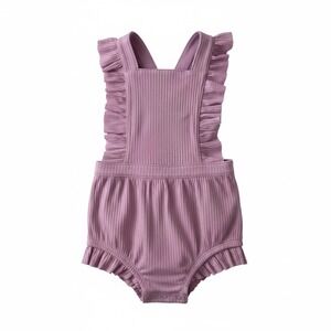 Cat & Jack Baby Girls Ruffle‎ Ribbed Romper Purple 6-9M Sleeveless One-Piece NWT